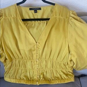 Trendy Mustard Button-Up Blouse